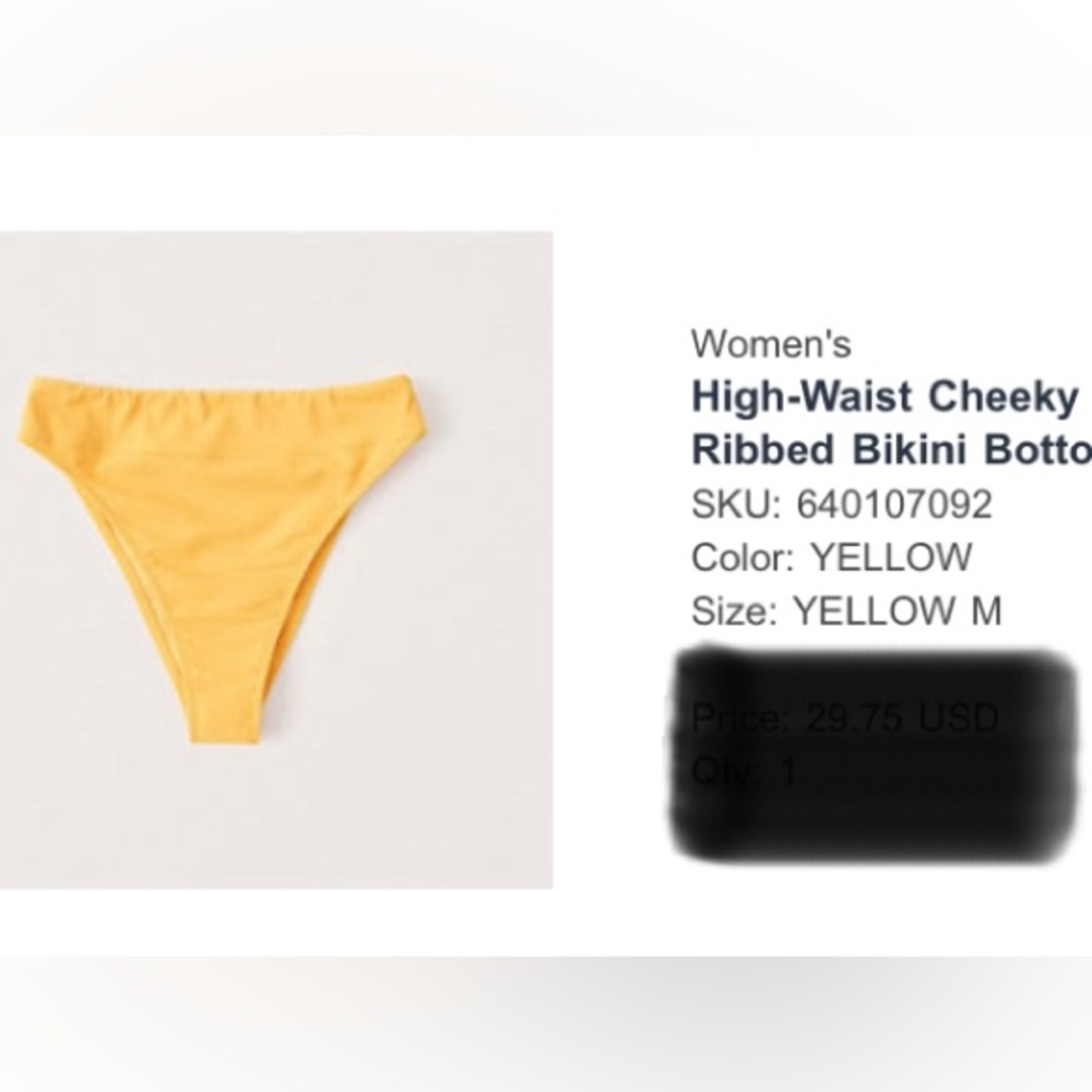 Abercrombie & Fitch High Waisted Ribbed Yellow Bikini Bottoms - Cheeky
